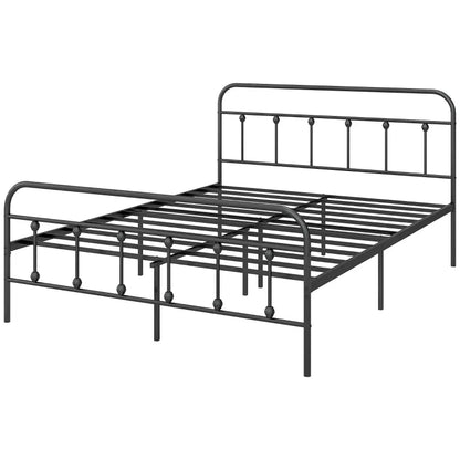 HOMCOM Double Minimalistic Metal Bed Frame - Black