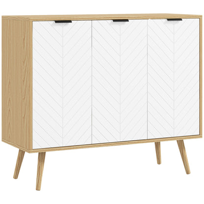 HOMCOM Modern Sideboard and Buffet, Dining Room Cabinet with Adjustable Shelves and 3 Doors, White