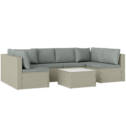 Outsunny Seven-Piece Modular Rattan Set - Light Brown