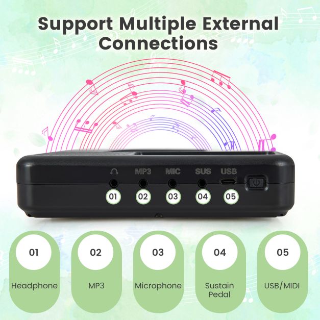 Foldable 88-Key Digital Piano for Beginners, Kids, Adults-Black