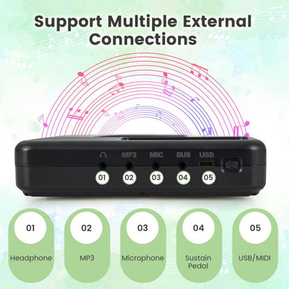 Foldable 88-Key Digital Piano for Beginners, Kids, Adults-Black