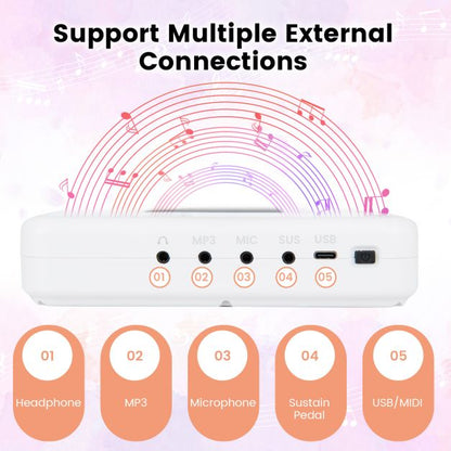 Foldable 88-Key Digital Piano for Beginners, Kids, Adults-White