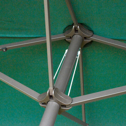 Outsunny 4.6M Sun Umbrella Canopy Double-sided Crank Sun Shade w/ Cross Base Dark Green