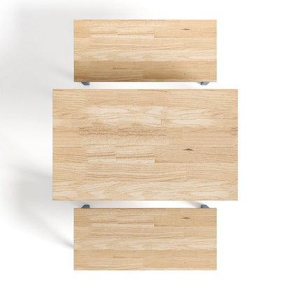 Modern Solid Wood Dining Table Set with 2 Benches