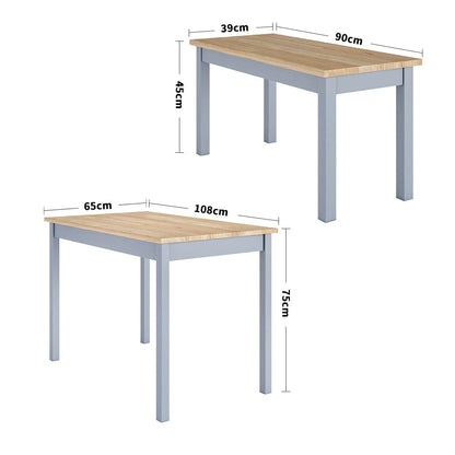 Modern Solid Wood Dining Table Set with 2 Benches