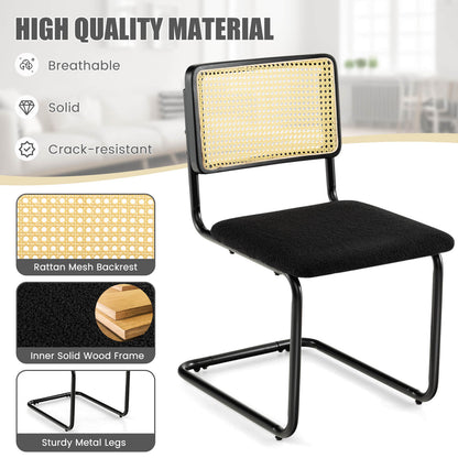 2 Pieces Mid-Century Modern Dining Chair with Cantilever Design-Black