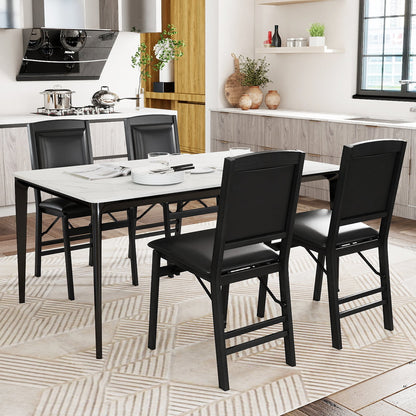 Dining Chair Set of 4 with Padded Seat and Soft Backrest-Black