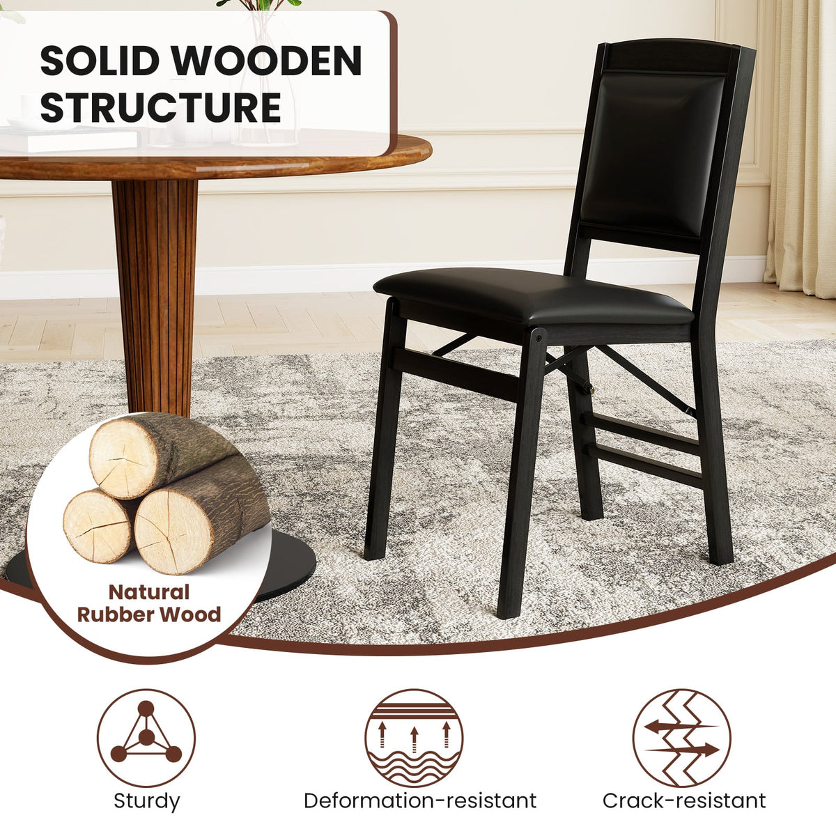 Dining Chair Set of 4 with Padded Seat and Soft Backrest-Black