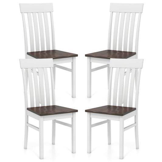 Dining Chairs Set of 2/4 with Hollowed Backrests and Rubber Wood Seats-Walnut-Set of 4