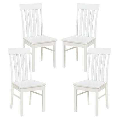 Dining Chairs Set of 2/4 with Hollowed Backrests and Rubber Wood Seats-White-Set of 4