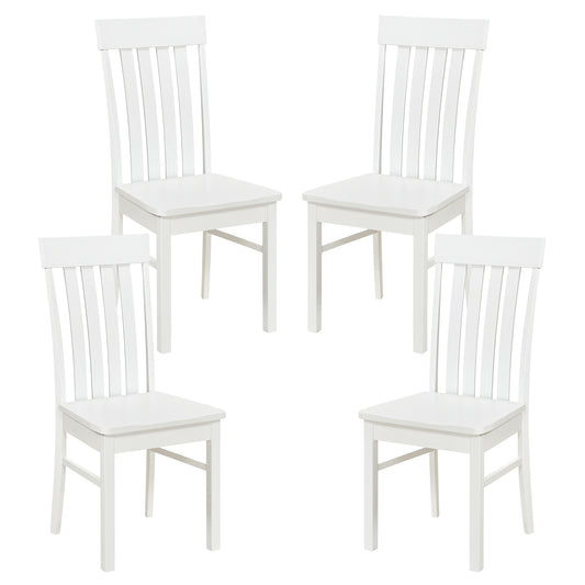 Dining Chairs Set of 2/4 with Hollowed Backrests and Rubber Wood Seats-White-Set of 4