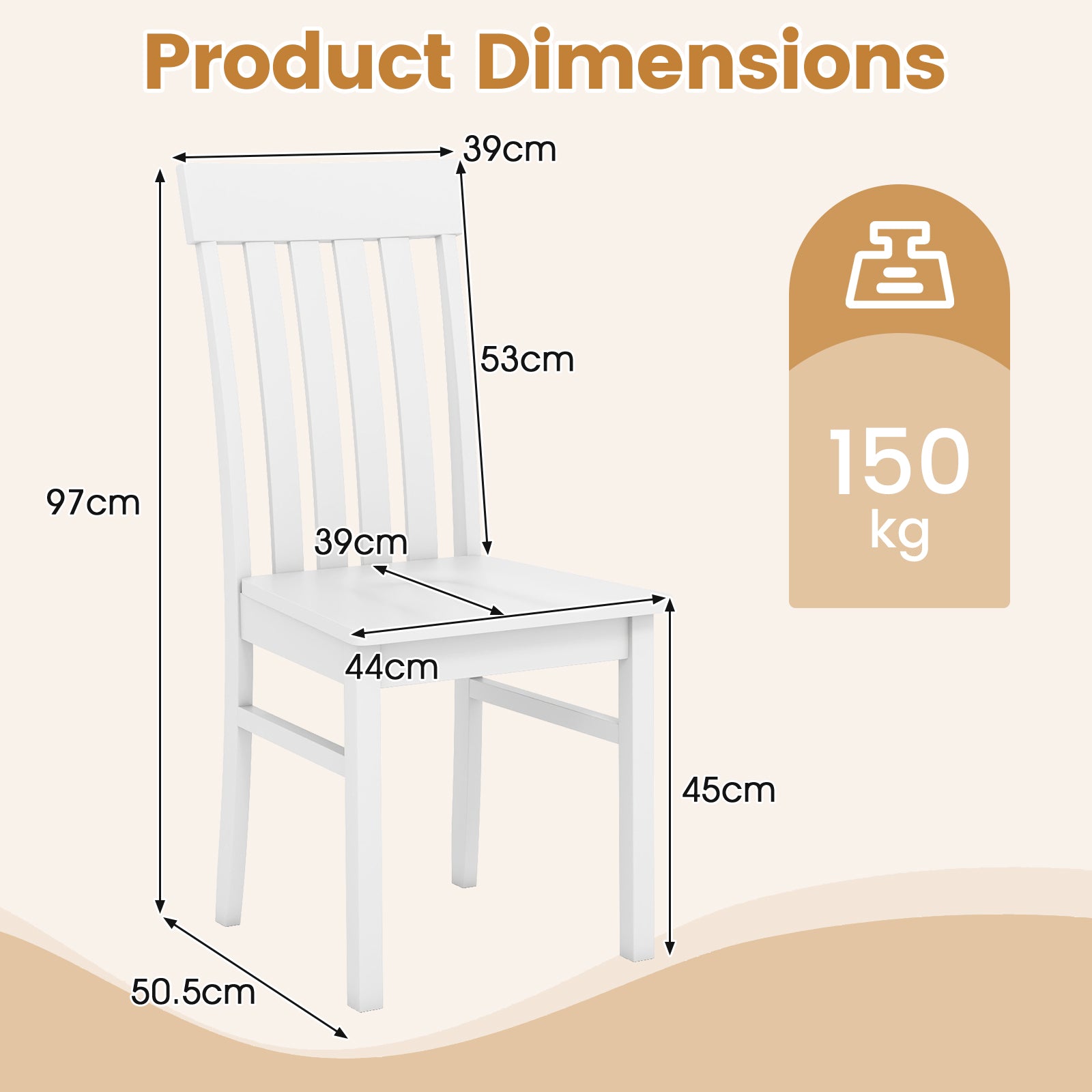 Dining Chairs Set of 2/4 with Hollowed Backrests and Rubber Wood Seats-White-Set of 4