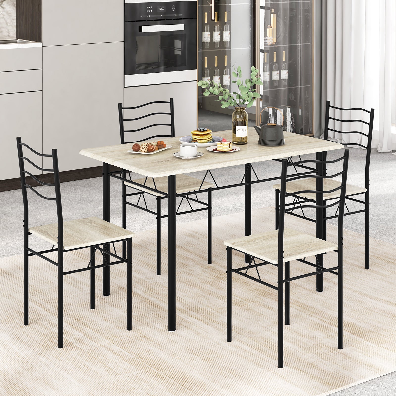 Counter Height Table with Spacious Rectangular Tabletop for Home Restaurant-Natural