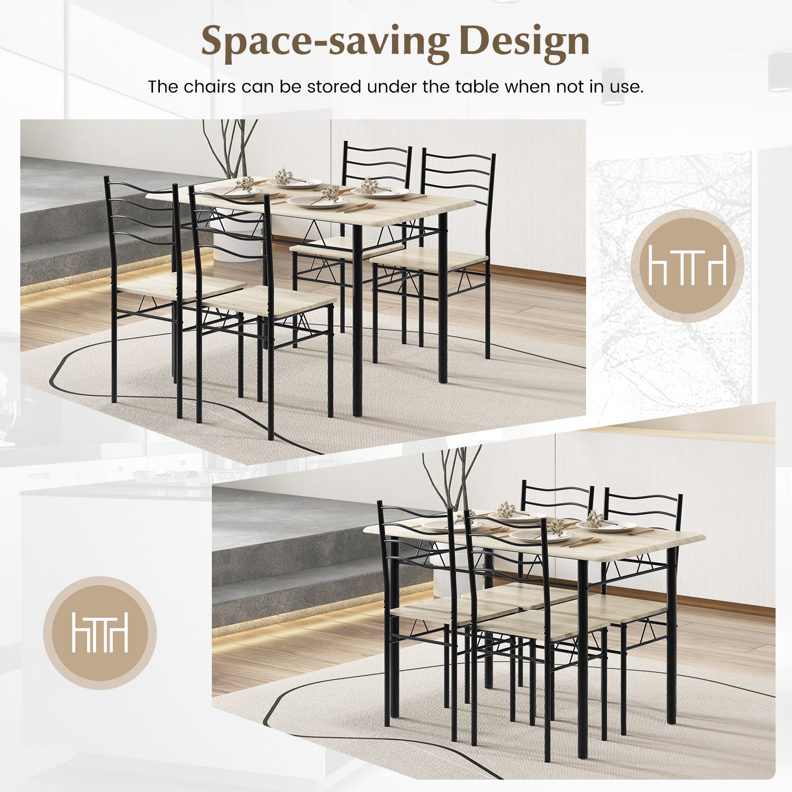 Counter Height Table with Spacious Rectangular Tabletop for Home Restaurant-Natural