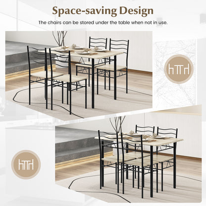 Counter Height Table with Spacious Rectangular Tabletop for Home Restaurant-Natural