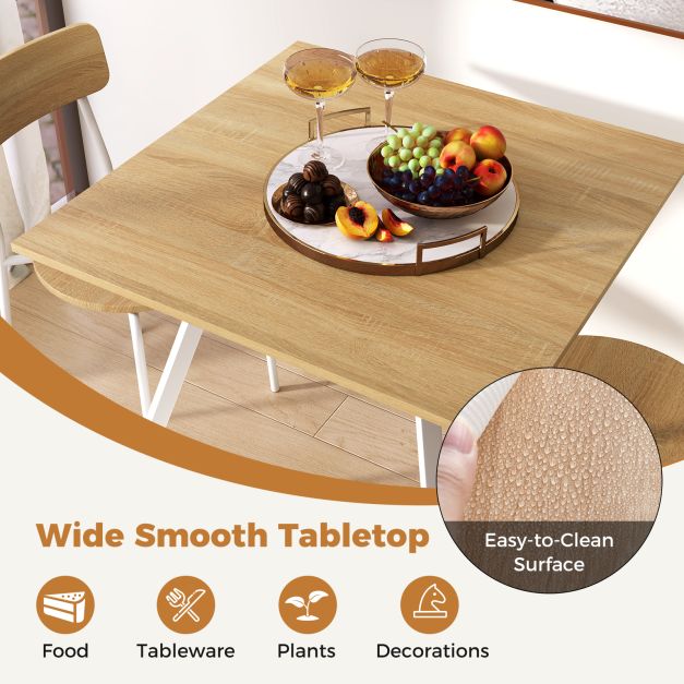 3-Piece Kitchen Dining Room Furniture with Metal Frame and Adjustable Foot Pads-Natural