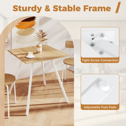 3-Piece Kitchen Dining Room Furniture with Metal Frame and Adjustable Foot Pads-Natural