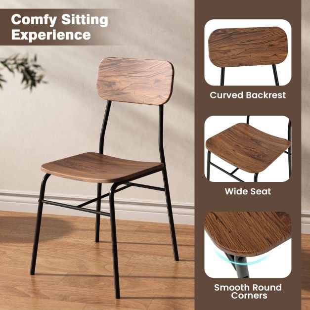 Dining Table Set for 2/4 with Metal Frame and Storage Rack-Coffee-Size 2