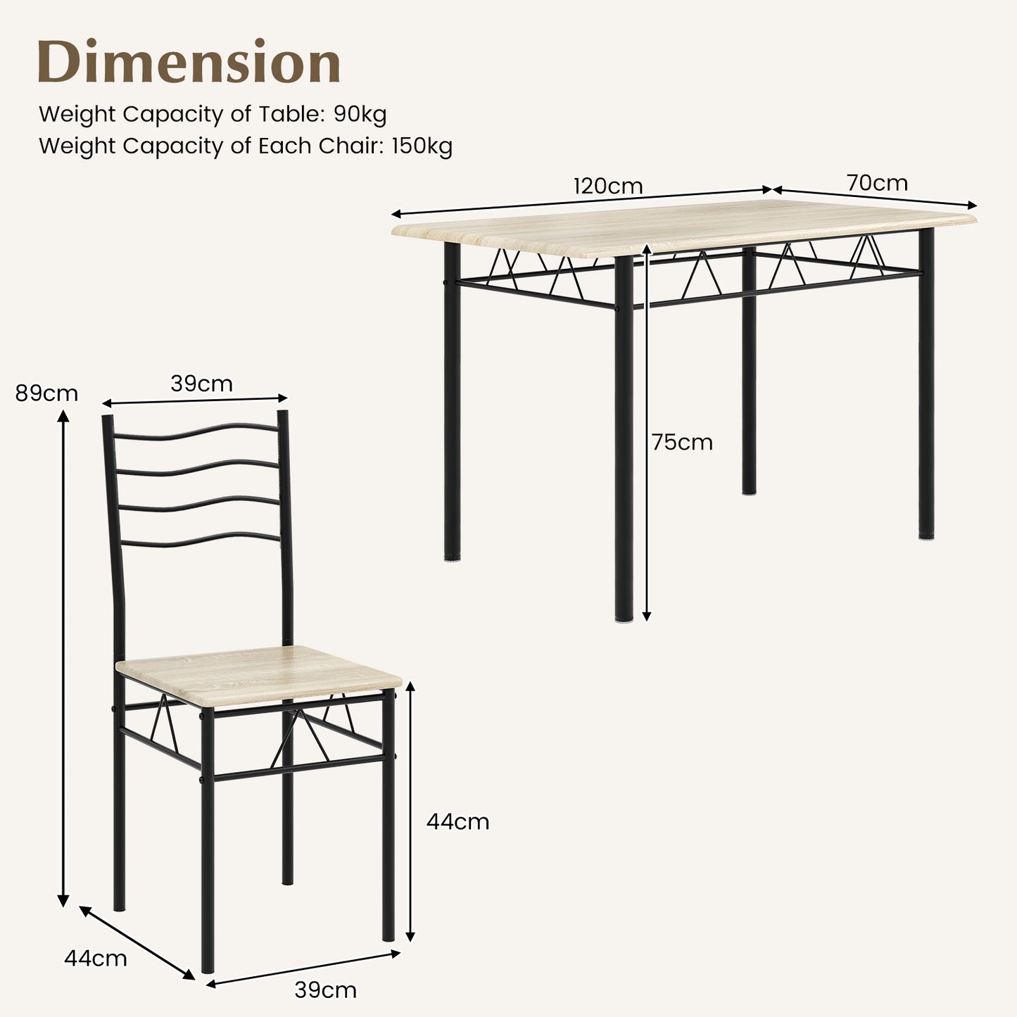Counter Height Table with Spacious Rectangular Tabletop for Home Restaurant-Natural