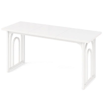 Dining Table with Heavy Duty Metal Legs for 6-8 People-White