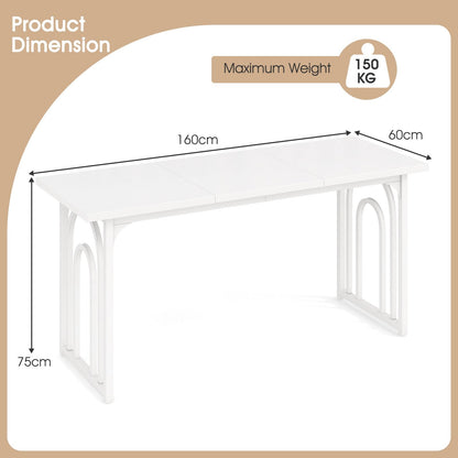 Dining Table with Heavy Duty Metal Legs for 6-8 People-White