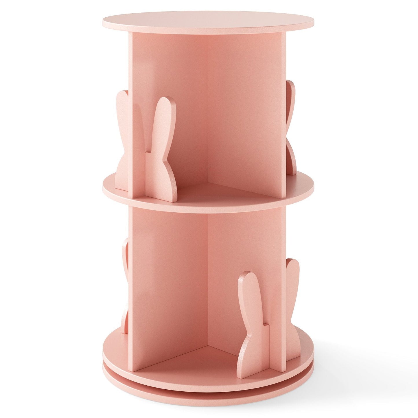 2 Tier Freestanding 360¬∞ Revolving Display Storage Rack with Bunny Baffles-Pink