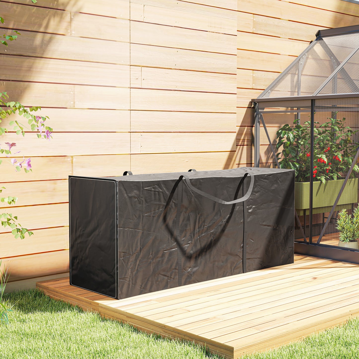 Outsunny 720 L Waterproof Garden Cushion Storage Bag - Black