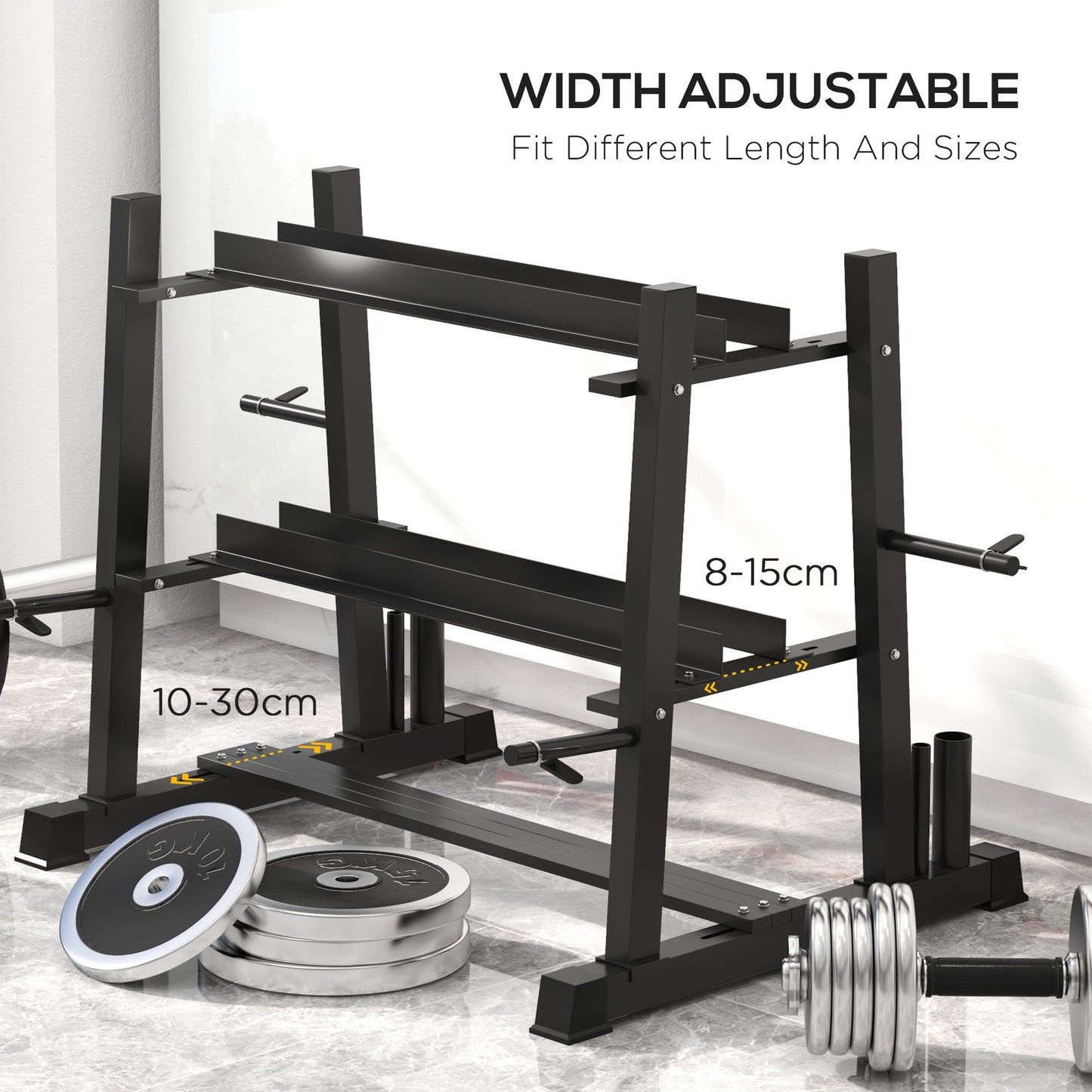 SPORTNOW 3-Tier Dumbbell Rack, Versatile Weight Rack with 4 Weight Rods for Dumbbells, Kettlebells and Plates (Rack Only)