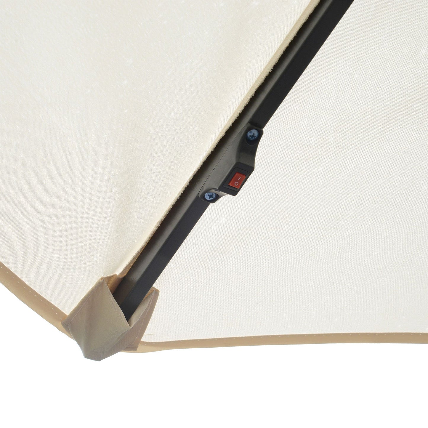 Parasol Outsunny z paskami LED zasilanymi energią słoneczną, 2,95 x 2,45 H, m-kremowy