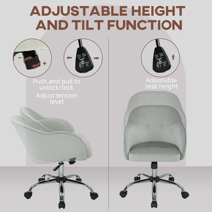 HOMCOM 46-56 cm Velvet-feel Office Chair - Grey