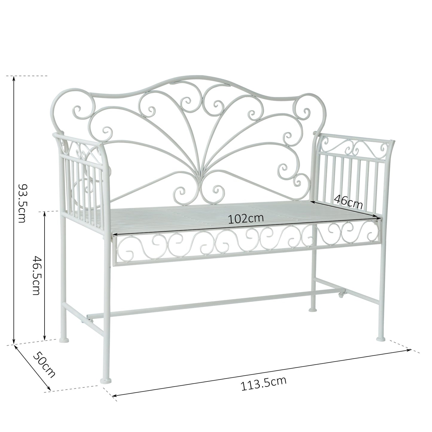 Outsunny Heavy-Duty Garden Bench-White