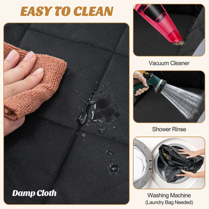 Waterproof Dog Car Seat Cover for Back Seat with Mesh Windows-Black