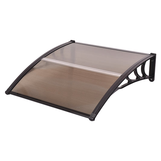 Door Canopy Awning Shelter Front Back Porch Window Roof Outdoor Shade 100*100CM-Brown