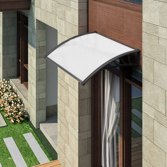 Door Canopy Awning Shelter Front Back Porch Window Roof Outdoor Shade 100*100CM-Black