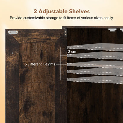 Double Door Storage Cabinet Wooden Sideboard Freestanding Kitchen Cupboard with Doors-Rustic Brown