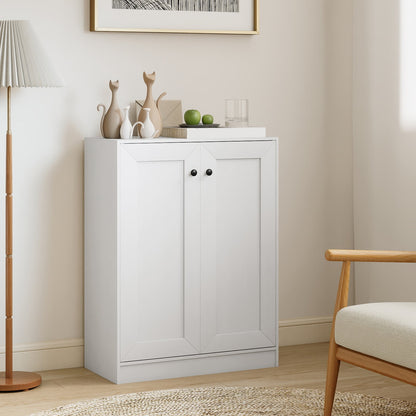 Double Door Storage Cabinet Wooden Sideboard Freestanding Kitchen Cupboard with Doors-White