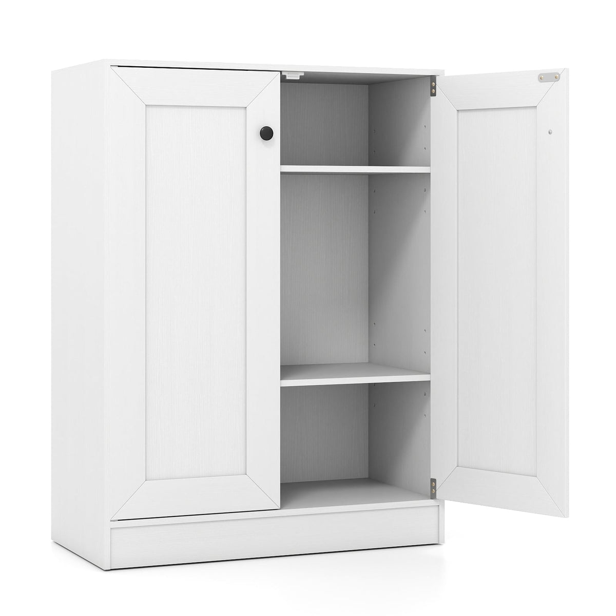 Double Door Storage Cabinet Wooden Sideboard Freestanding Kitchen Cupboard with Doors-White