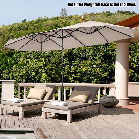 460cm Double-Sided Patio Umbrella with Hand-Crank System and Air Vents-Beige