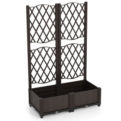 Flower box with trellis Planter for climbing plants Raised bed with trellis 80 x 40 x 122 cm Brown