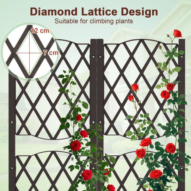 Flower box with trellis Planter for climbing plants Raised bed with trellis 80 x 40 x 122 cm Brown