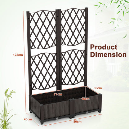 Double Box Outdoor Planter with Self Watering System-Brown