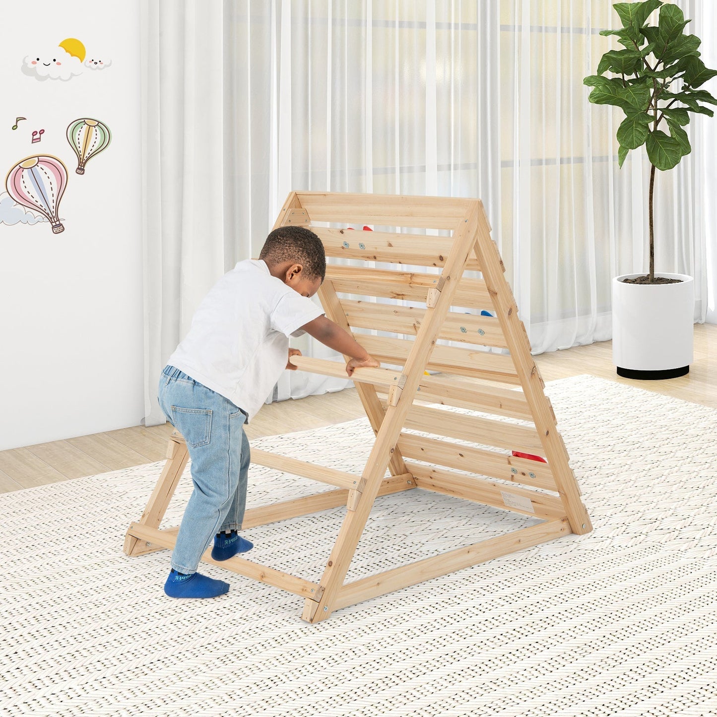 Double Sided Triangle Climber with Colorful Climbing Rocks