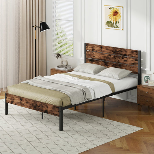 Single/Double Size Bed Frame with High Headboard-Double Size