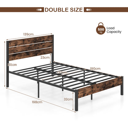 Single/Double Size Bed Frame with High Headboard-Double Size