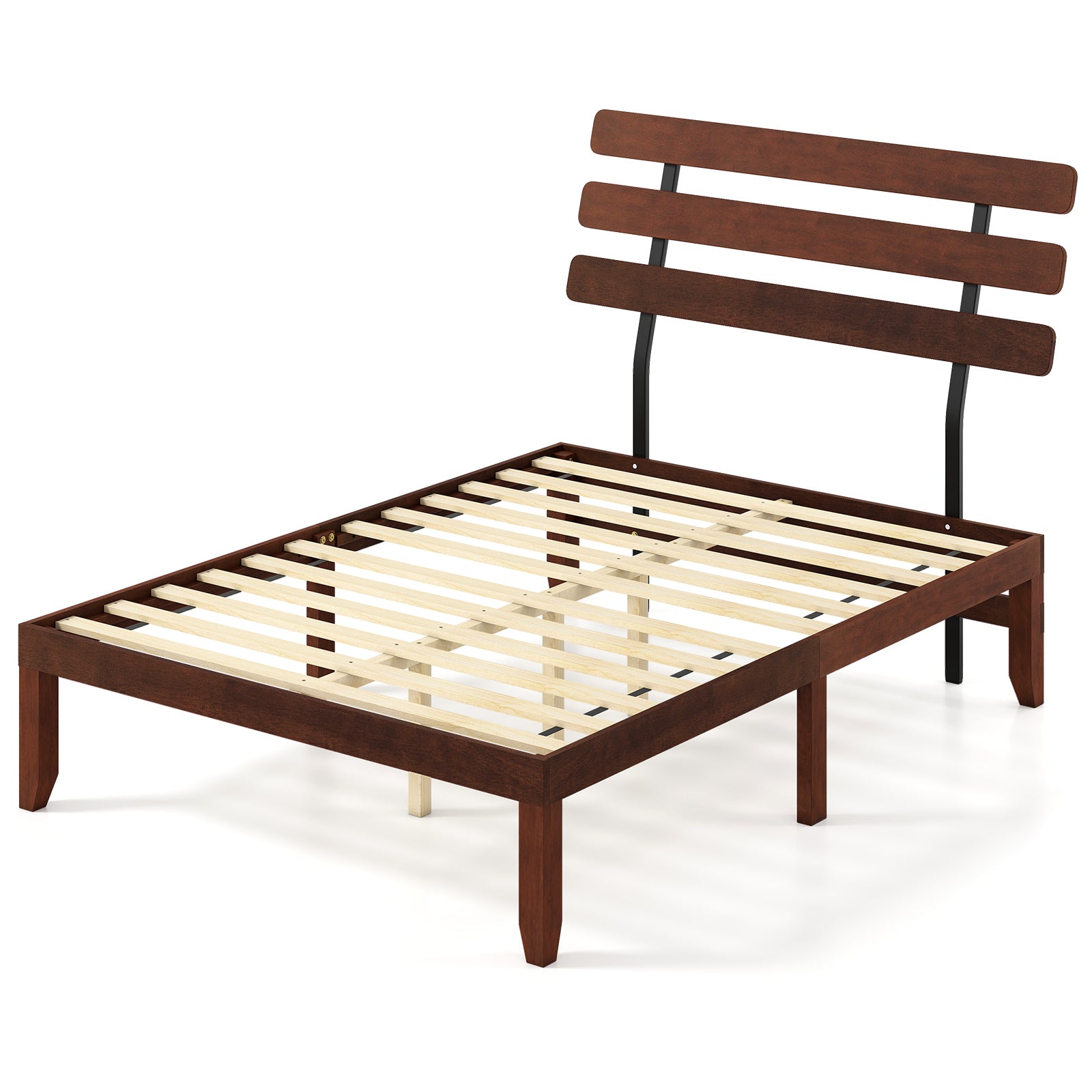 Double/King Size Bed Frame with Retro Headboard and Under-Bed Storage Space-Double Size