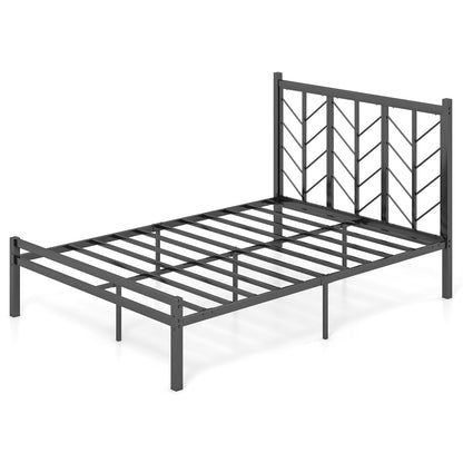 Double/King Size Platform Bed Frame with Branch-shaped Headboard-Double Size