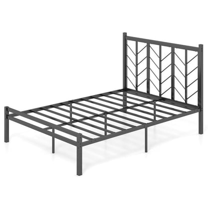 Full Size Platform Bed with Headboard and Metal Frame-Full Size