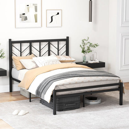 Double/King Size Platform Bed Frame with Branch-shaped Headboard-Double Size