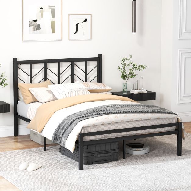 Full Size Platform Bed with Headboard and Metal Frame-Full Size