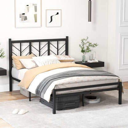 Full Size Platform Bed with Headboard and Metal Frame-Full Size